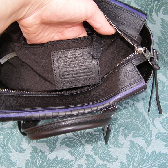 NEW Coach Bleeker Woven Leather Mini Riley Carryall in Blue Indigo/Black - Picture 11 of 11